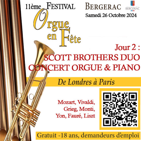 FESTIVAL ORGUE EN FÊTE 11ème édition-Jour 2: SCOTT BROTHERS DUO: ORGUE et PIANO