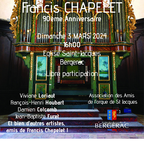 CONCERT « 80 ANS de FRANCIS CHAPELET » Dimanche 03 Mars 2024